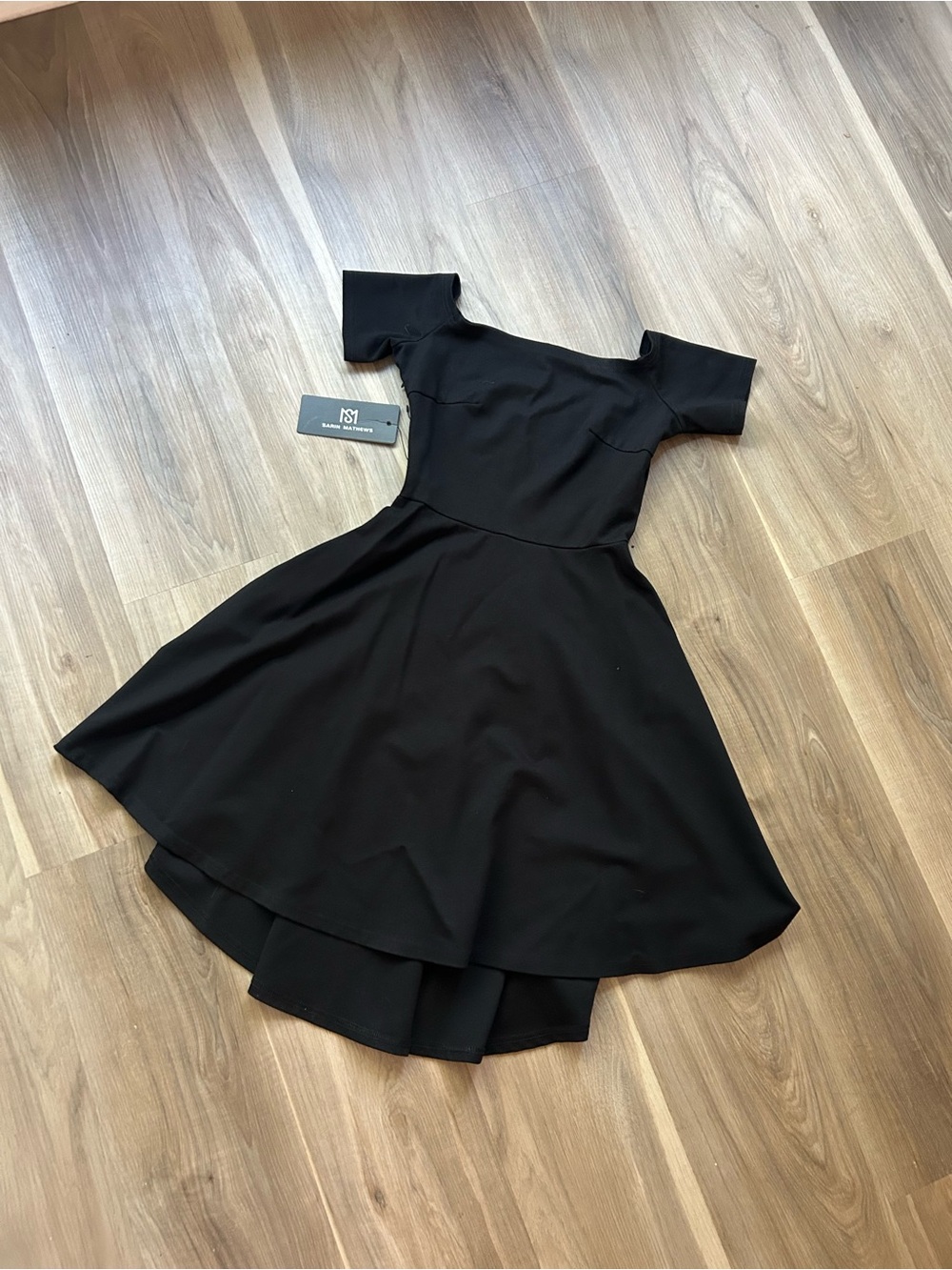 Sarin Mathews black off the shoulder fit and flare dress in XS